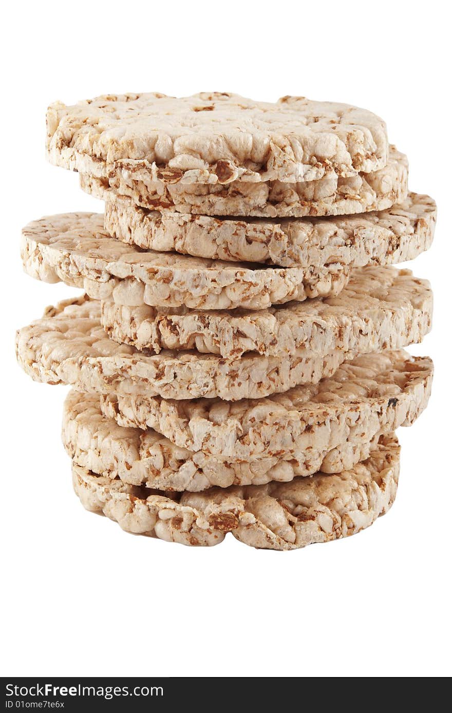 Stack of  healthy puffed corn galettes. Stack of  healthy puffed corn galettes