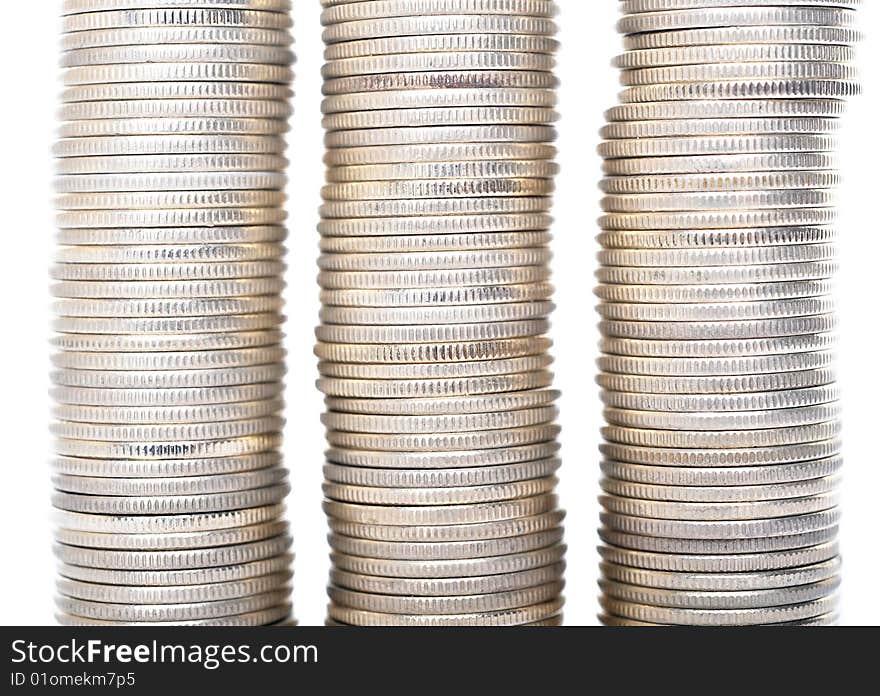 Coins stack isolated on white background