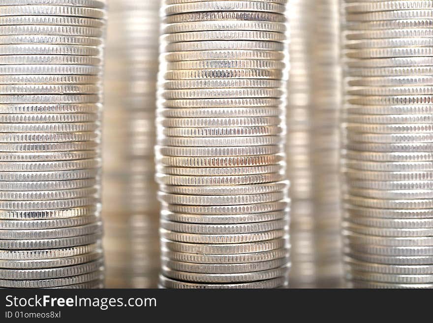 Coins stack isolated on white background