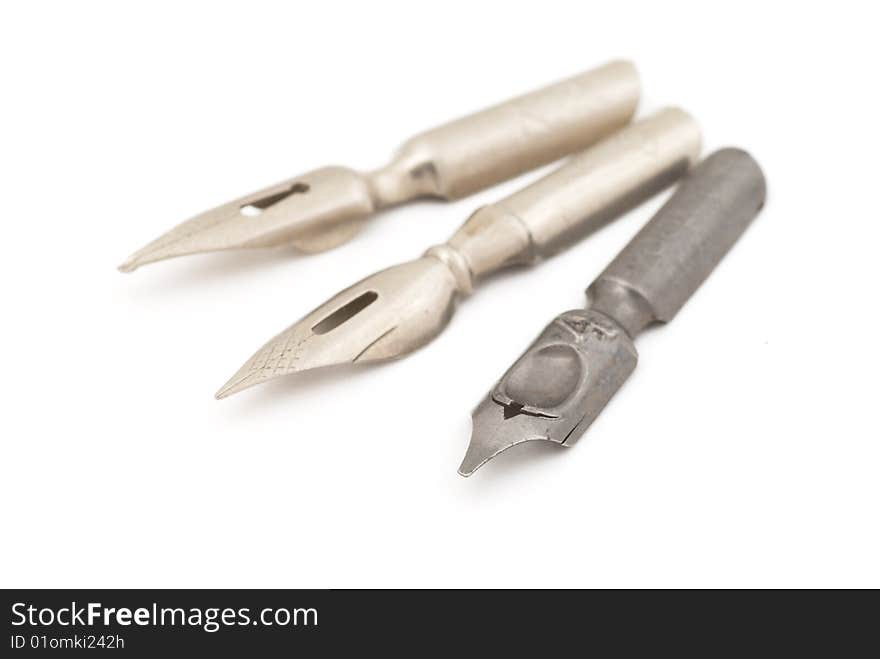 Old silver and steel fountain pens