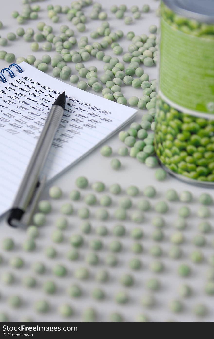 Peas with notepad