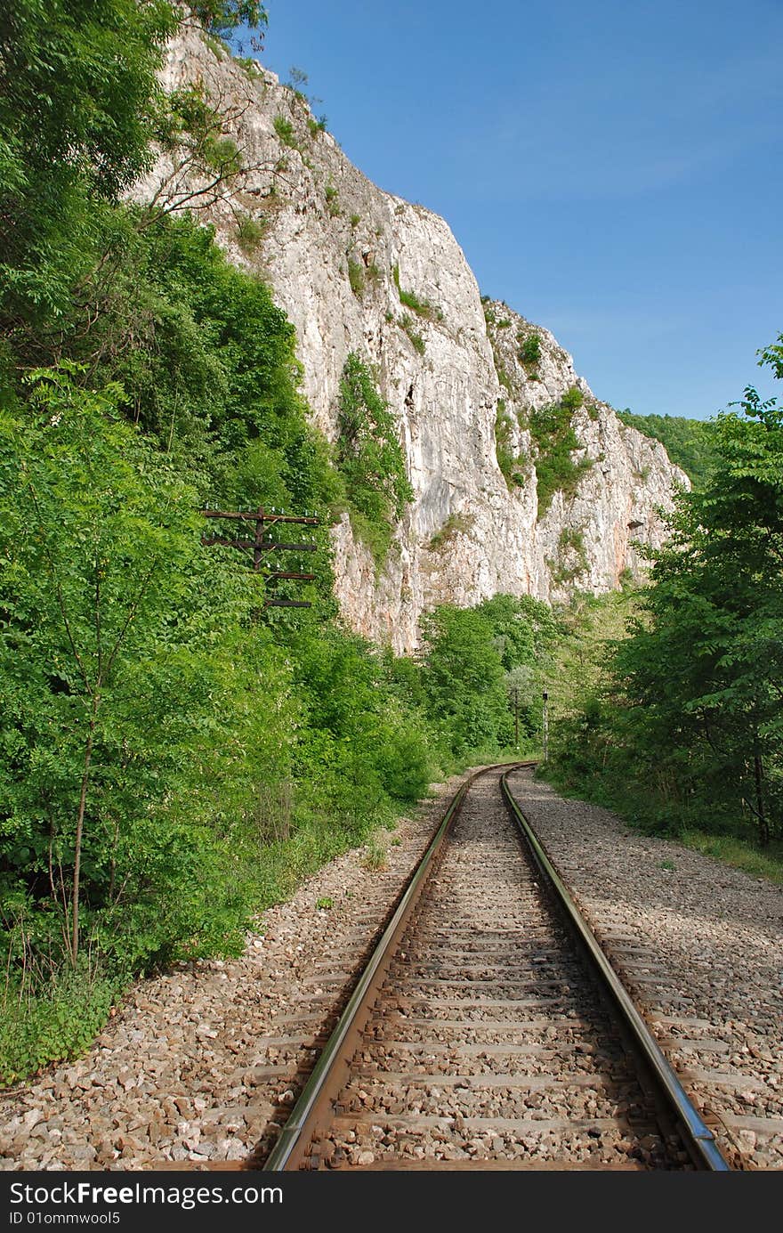 Landscape with  railway in the mountains