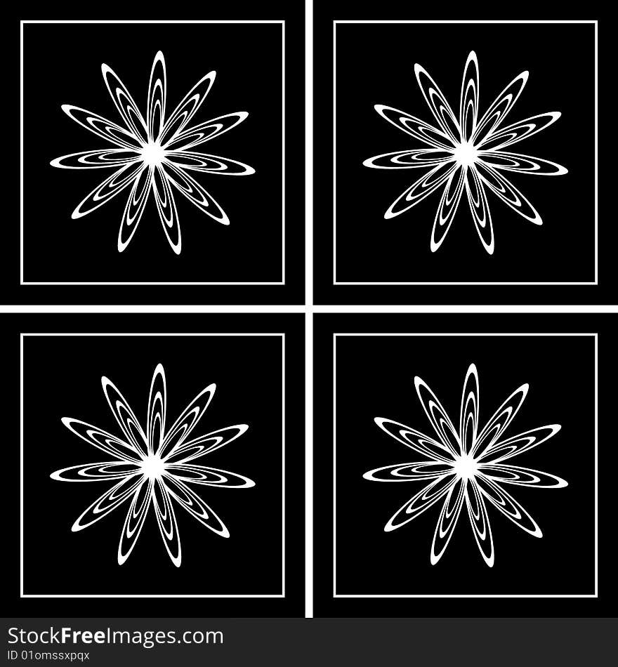 Four star graphic black white panels. Four star graphic black white panels