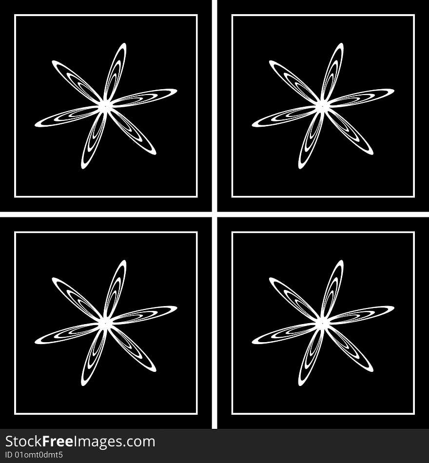 Four star graphic black white panels. Four star graphic black white panels