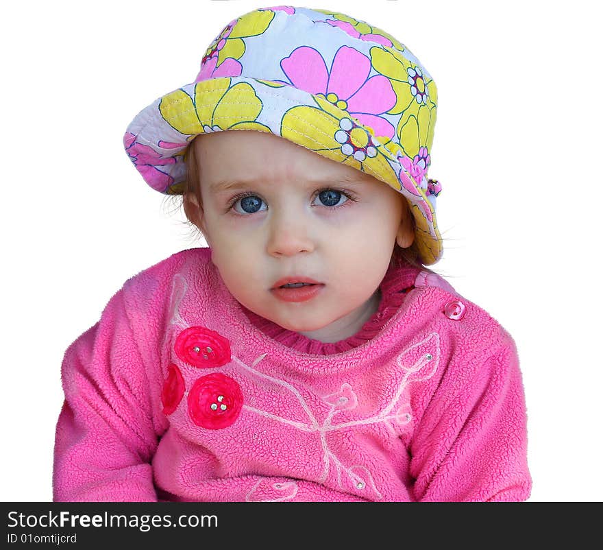 Small child pink jumper infant cap