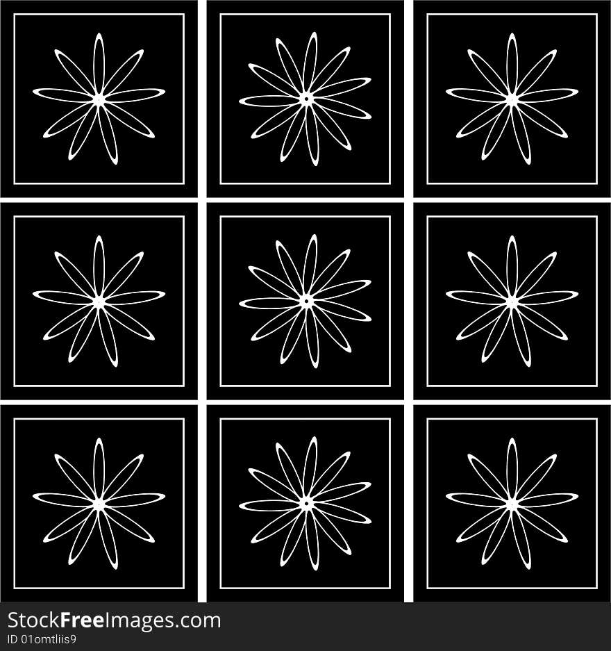 Six star graphic black white  panels. Six star graphic black white  panels