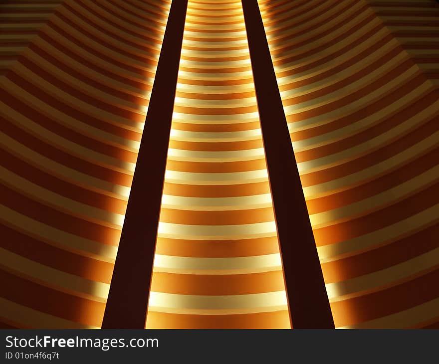 Yellow rails illuminated from below