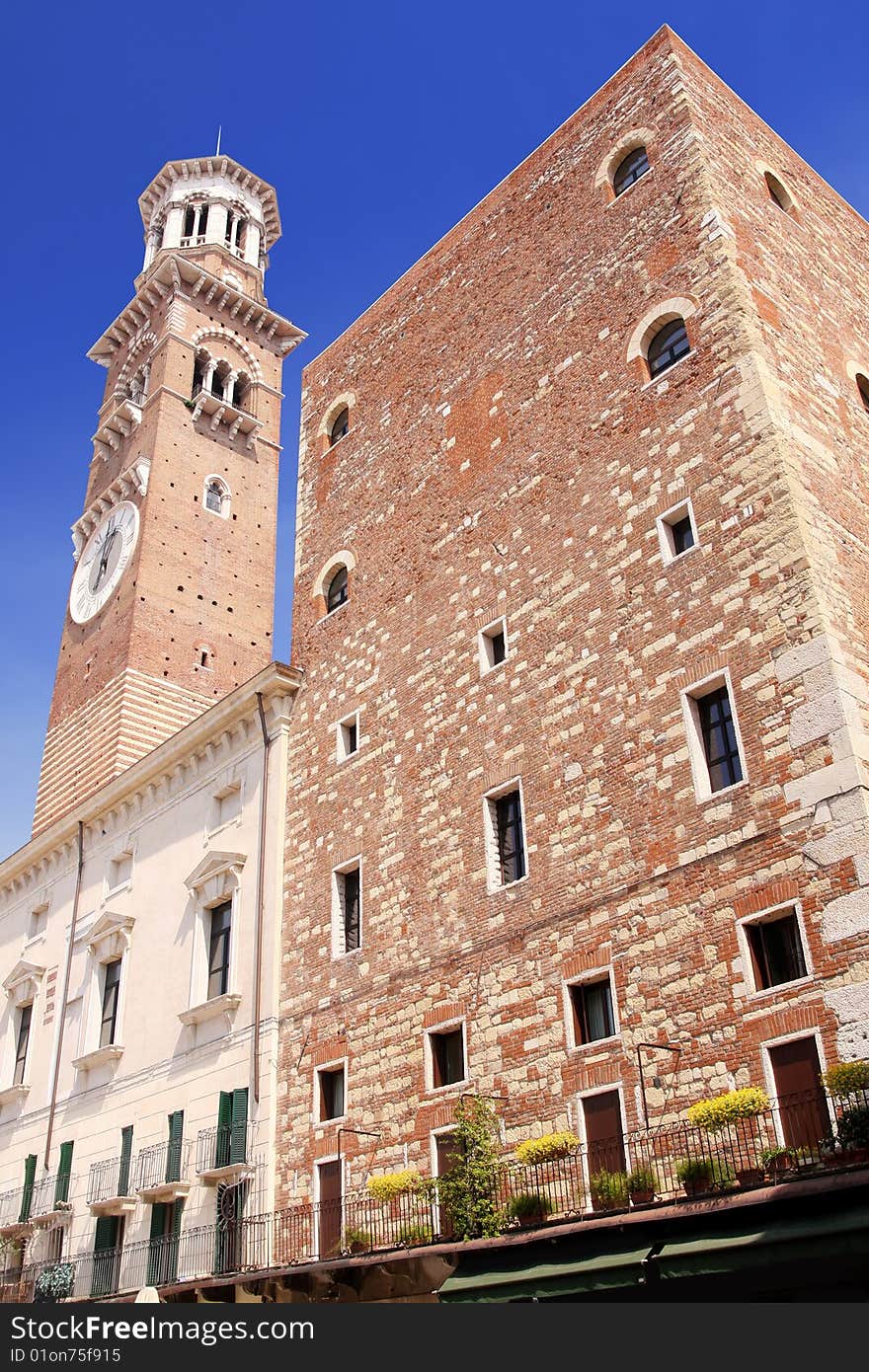 Tower Lamberti in city Verona, Italy