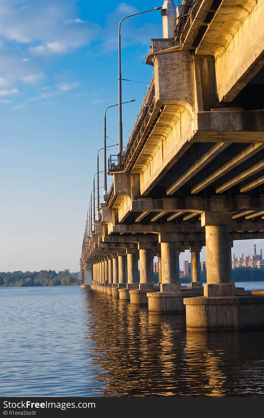 Night bridge on dnepr river in Dnepropetrovsk