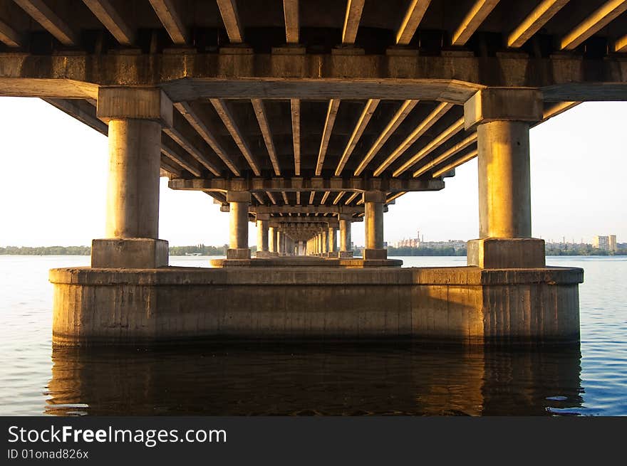 Night bridge on dnepr river in Dnepropetrovsk