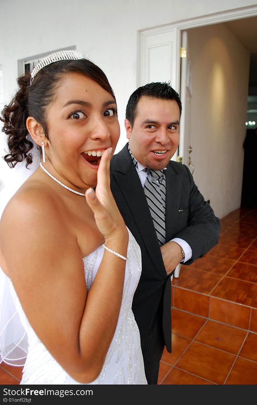 Hispanic Bride making a funny face. Hispanic Bride making a funny face