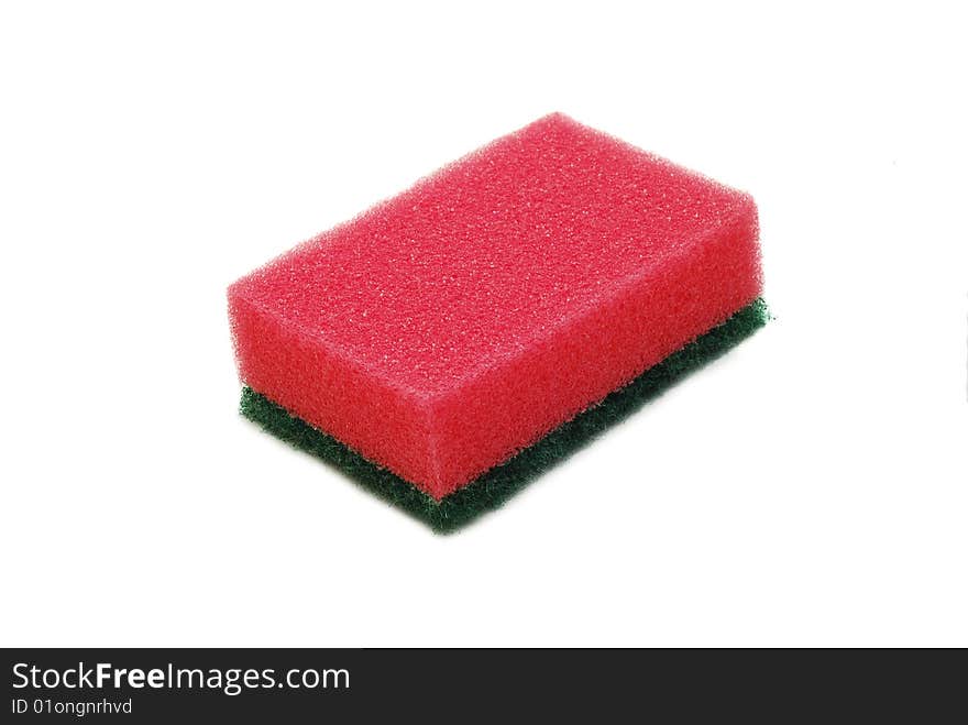 Red sponge isolated on white background