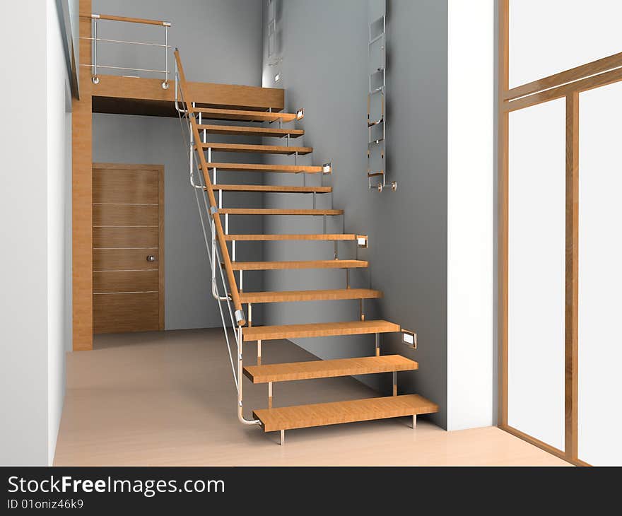 Emty interior whith ladder 3D