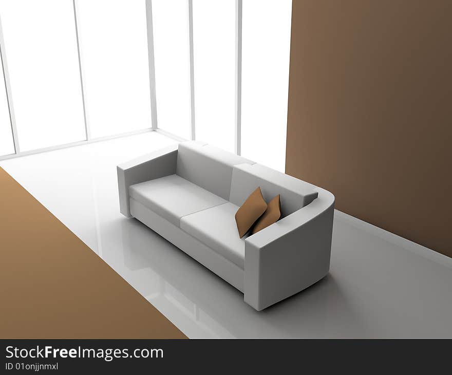 Sofa in the living room 3D. Sofa in the living room 3D