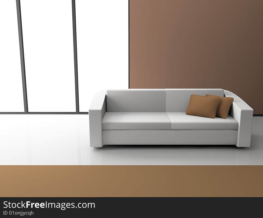 Sofa in the living room 3D. Sofa in the living room 3D