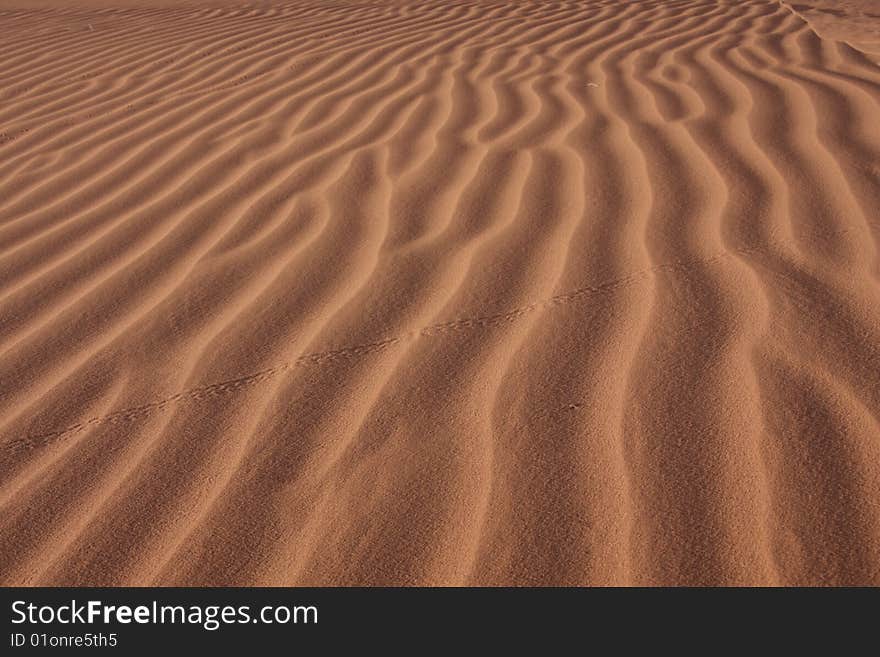 Lines on the sand in the desert of Wadi Rum