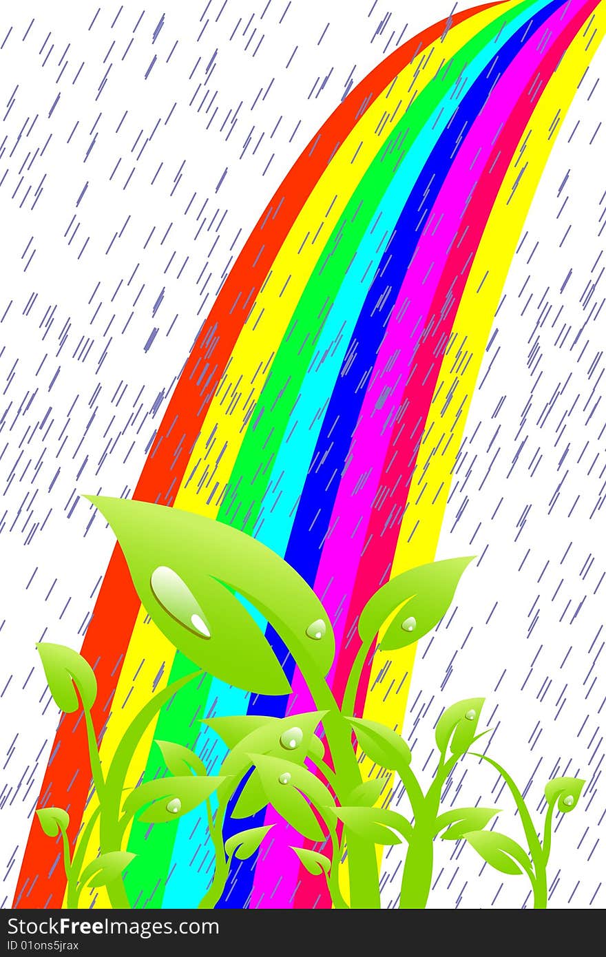 Plant in the rain, vector illustration