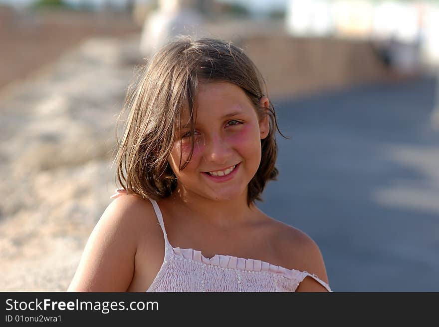 Smile girl on holiday at the sea