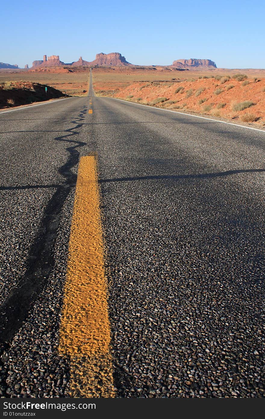 USA, Monument Valley- Road leading up to Valley. USA, Monument Valley- Road leading up to Valley