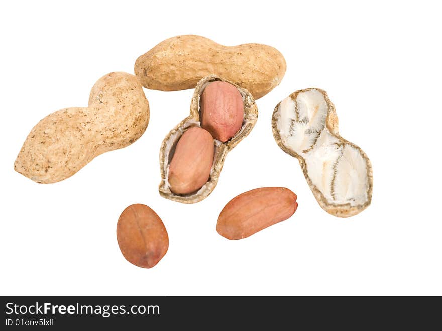 Peanuts isolated on white background