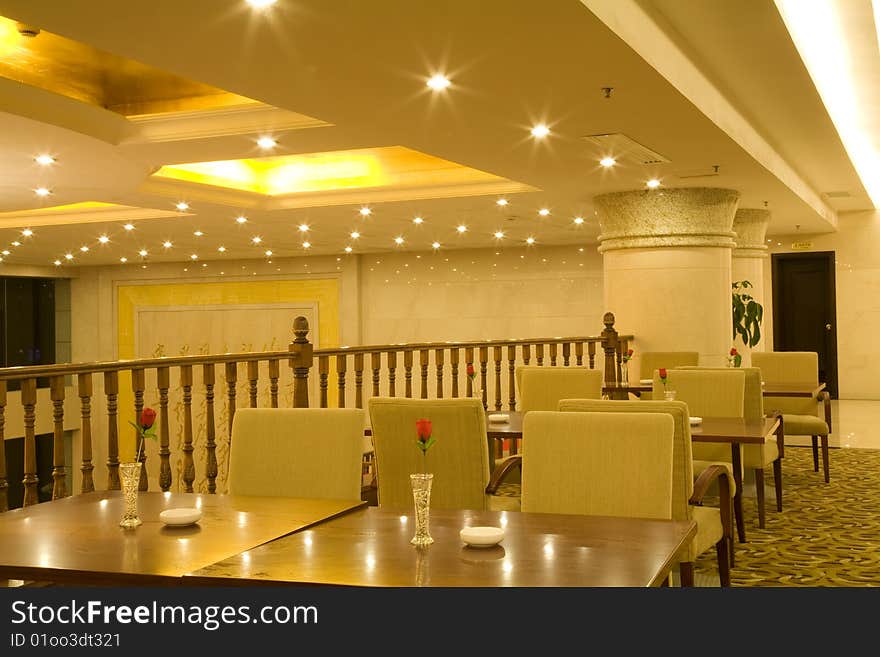 Coffee tables and chairs in the hotel