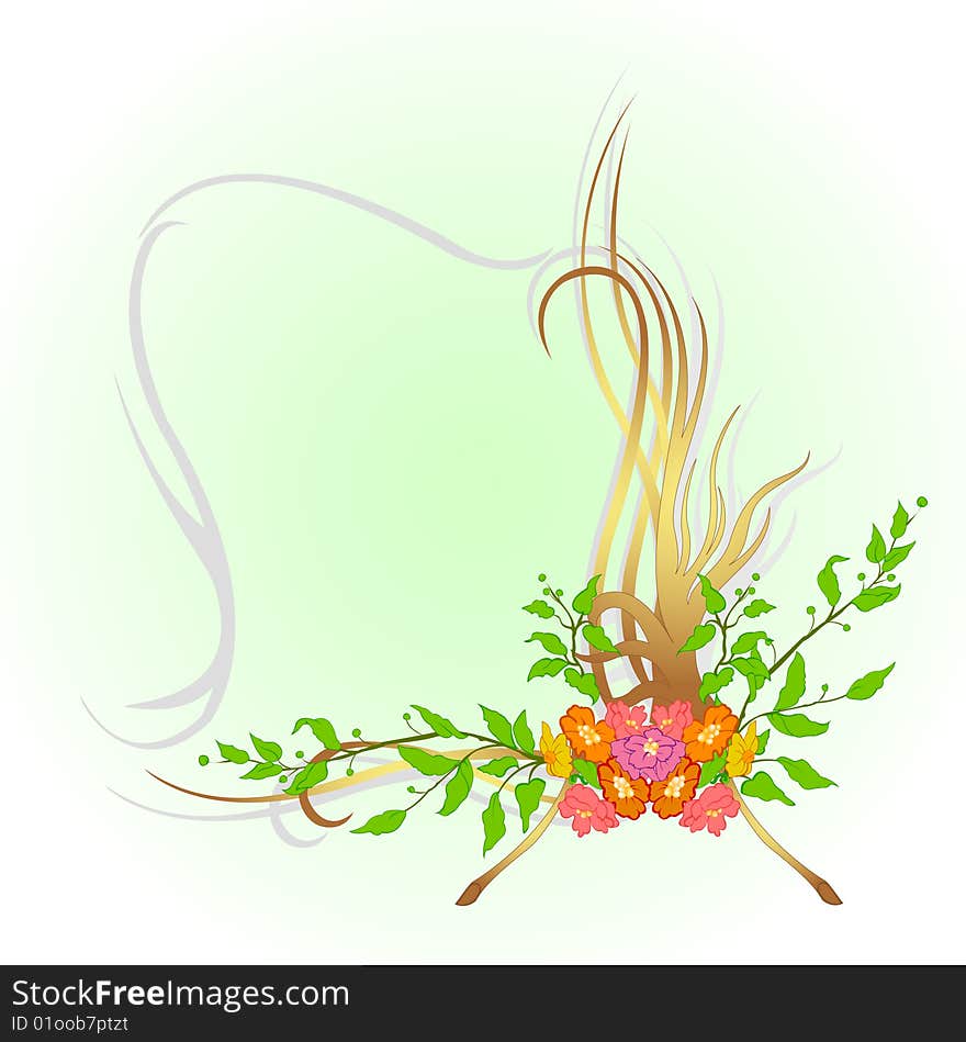 Vector illustraition of funky Abstract floral  border