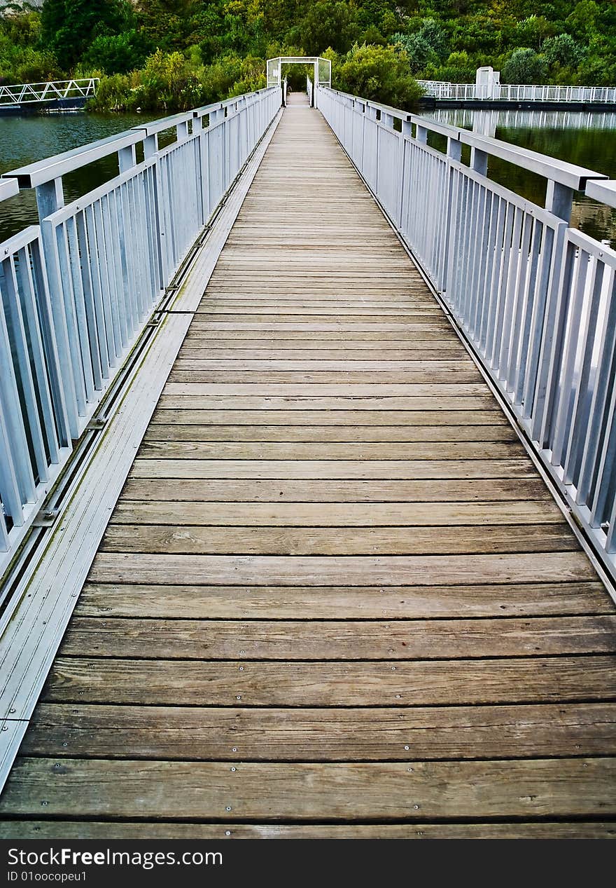 Vista: Foot bridge leading away. Vista: Foot bridge leading away