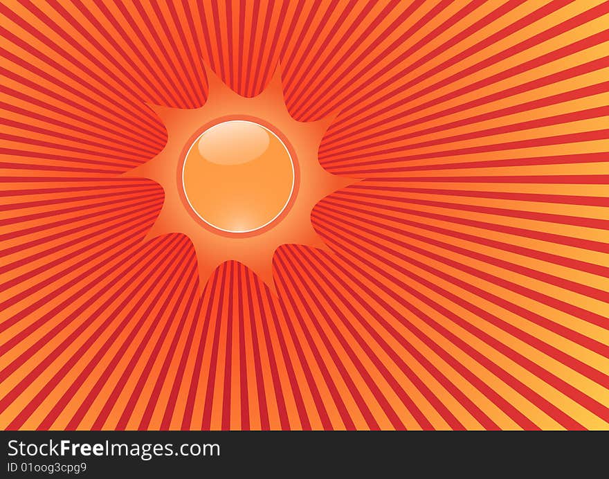 Illustration with sun. Vector