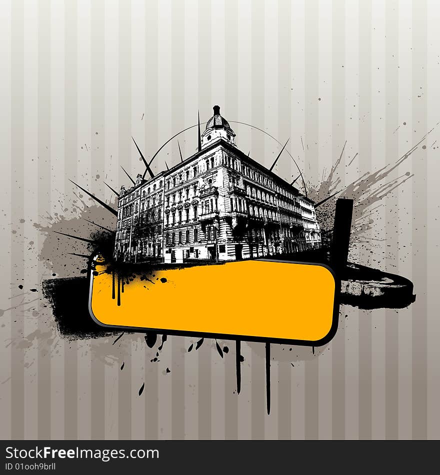 Illustration with city. vector art