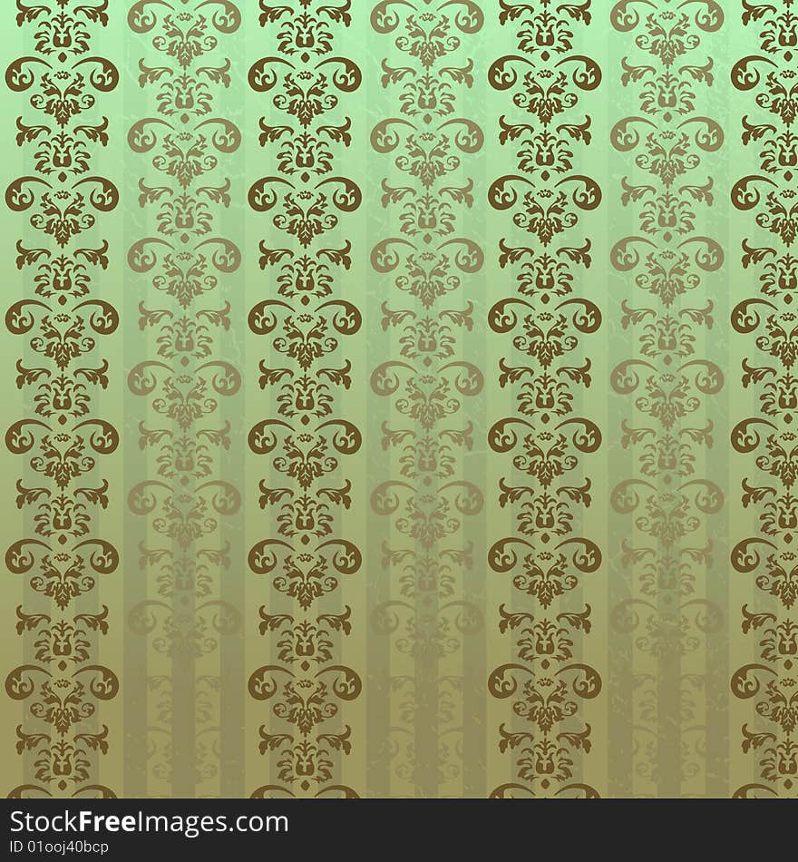 Green wallpaper pattern. Vector art