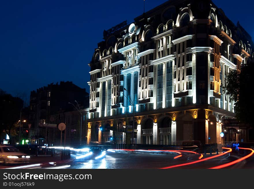 Building at night, in city centre. Building at night, in city centre