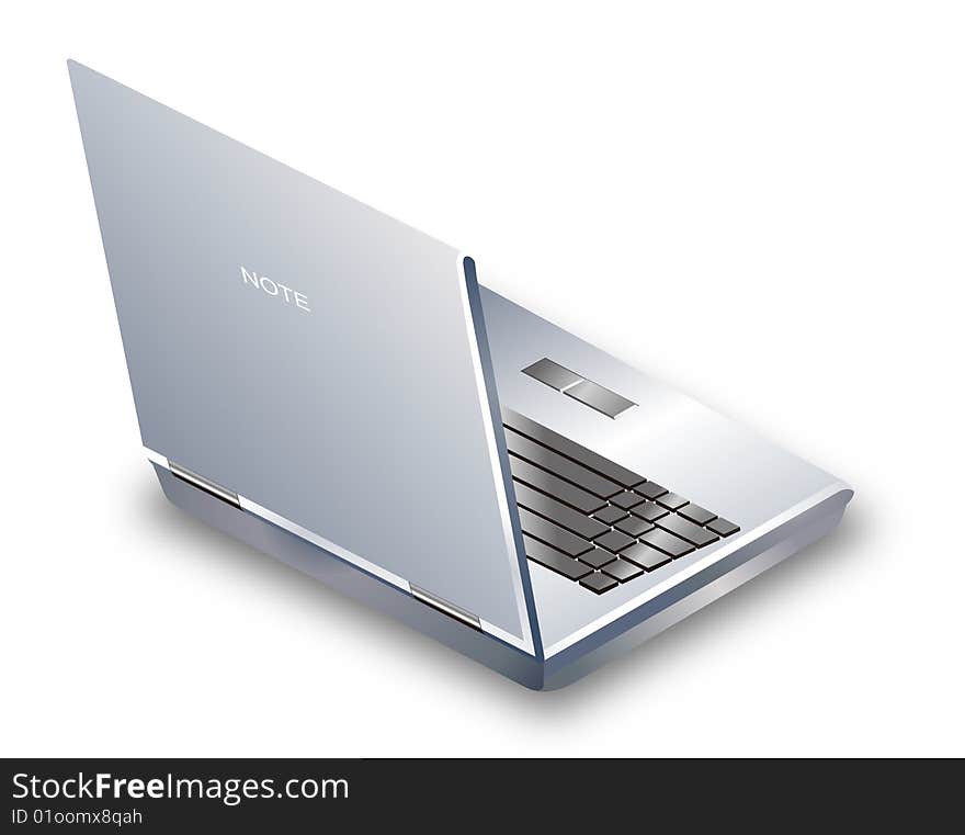 Silver laptop isolated on white background. Silver laptop isolated on white background