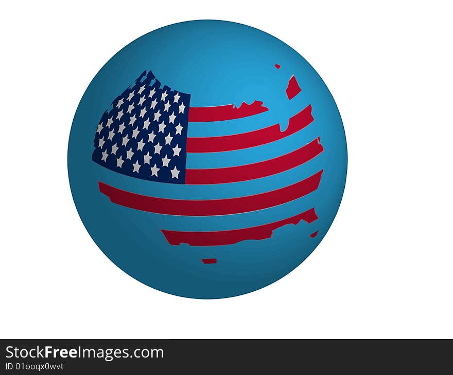 Globo with only one cotinent created as USA flag form. Globo with only one cotinent created as USA flag form