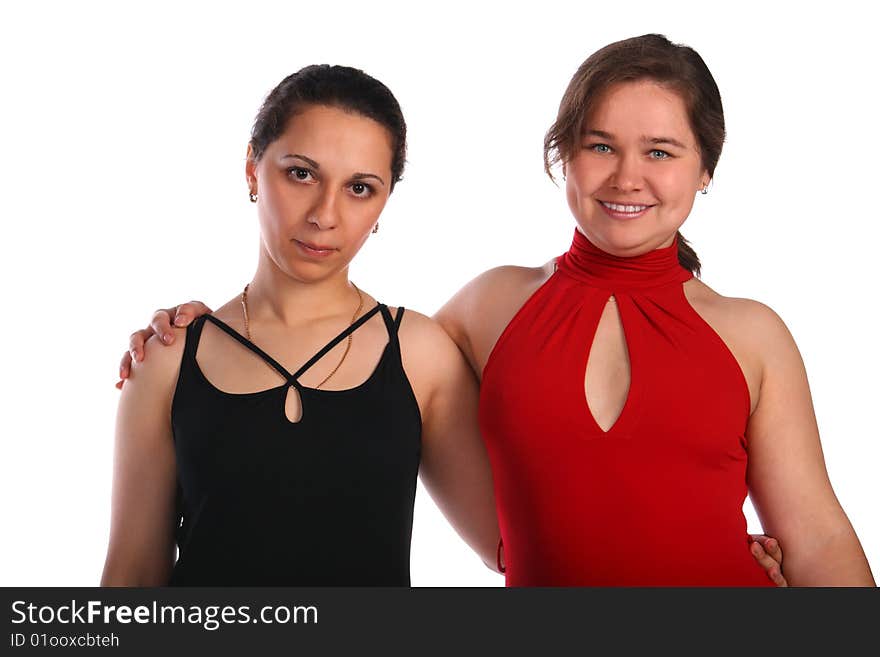 Two girls in dresses posing