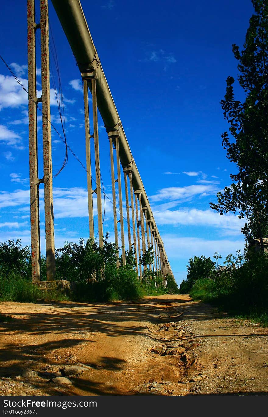 Drains under the blue sky