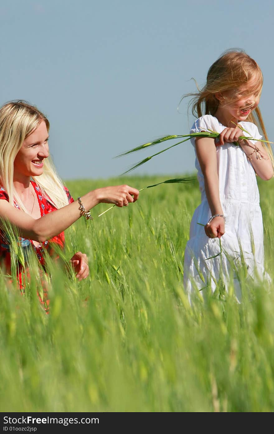 Mother And Daughter Outdoors