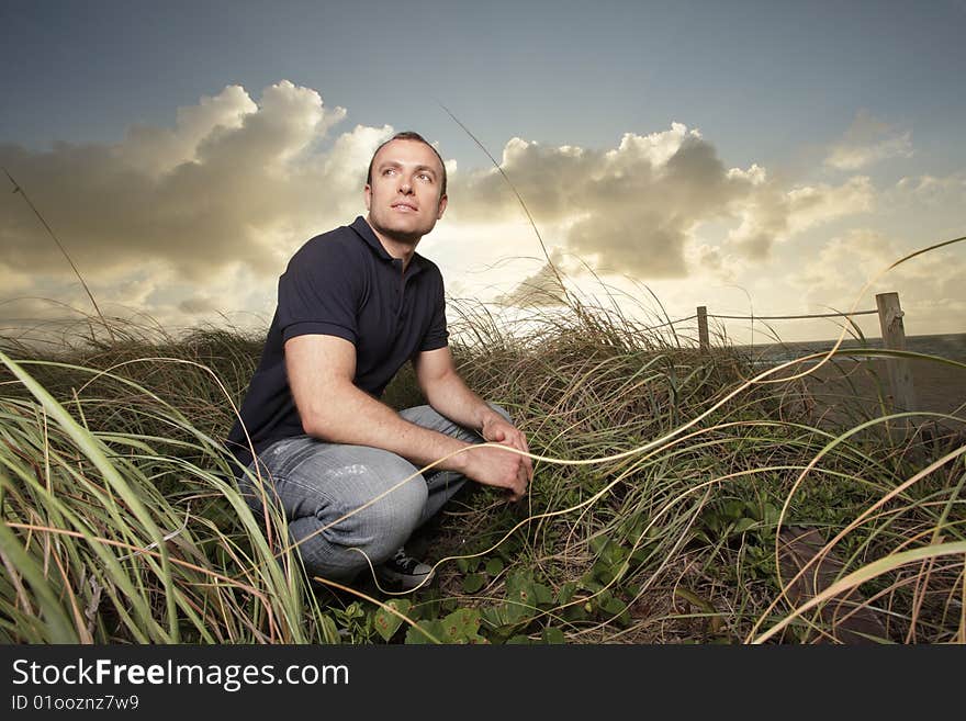 Casual man on the beach