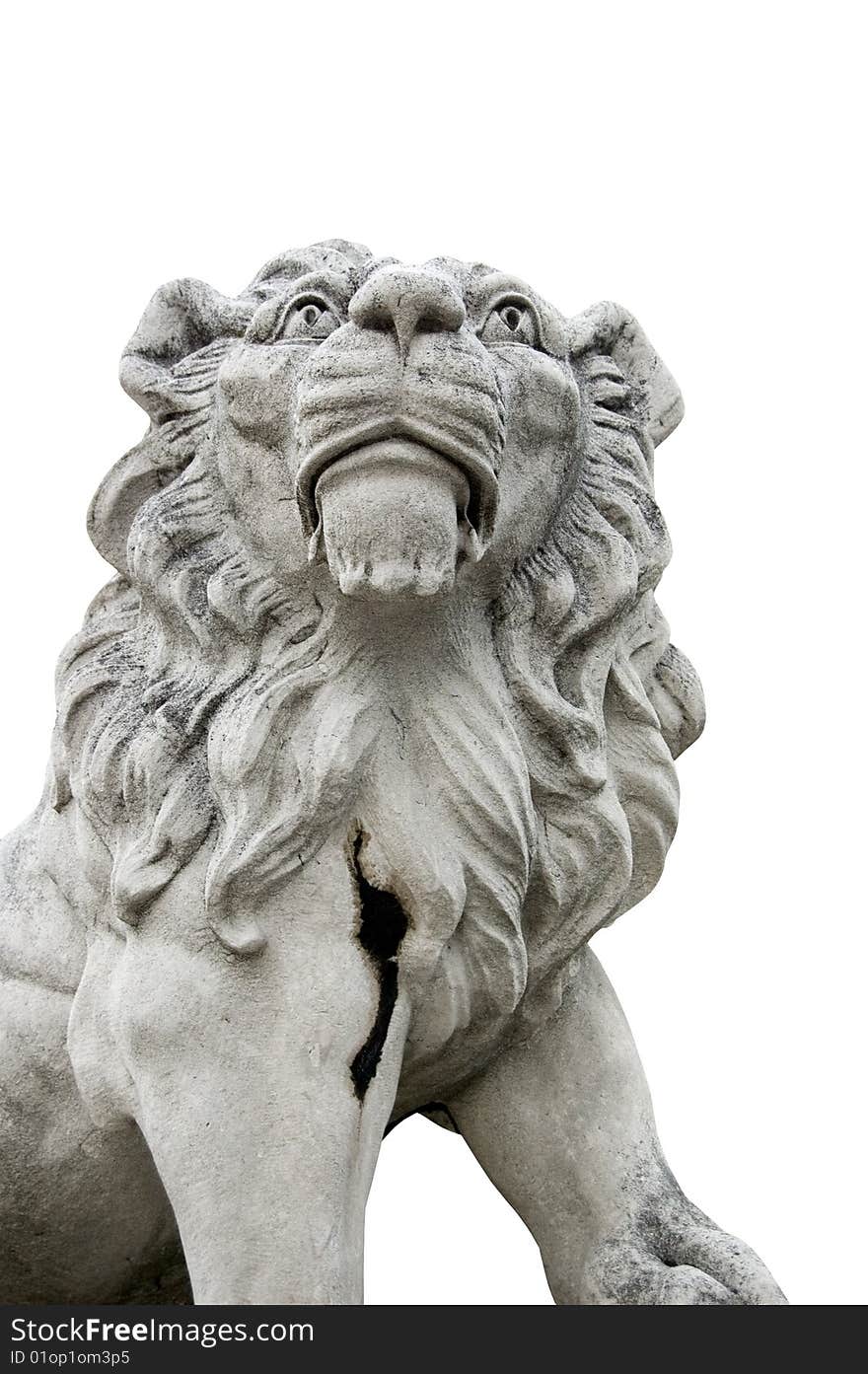 Stone sculpture of a big lion isolated on white. Stone sculpture of a big lion isolated on white