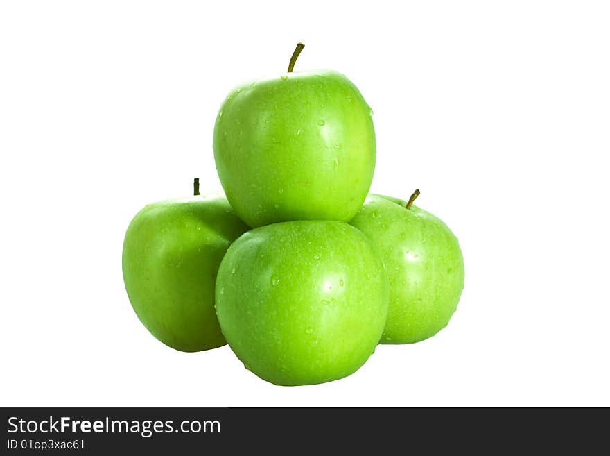 Fresh green apples isolated on white