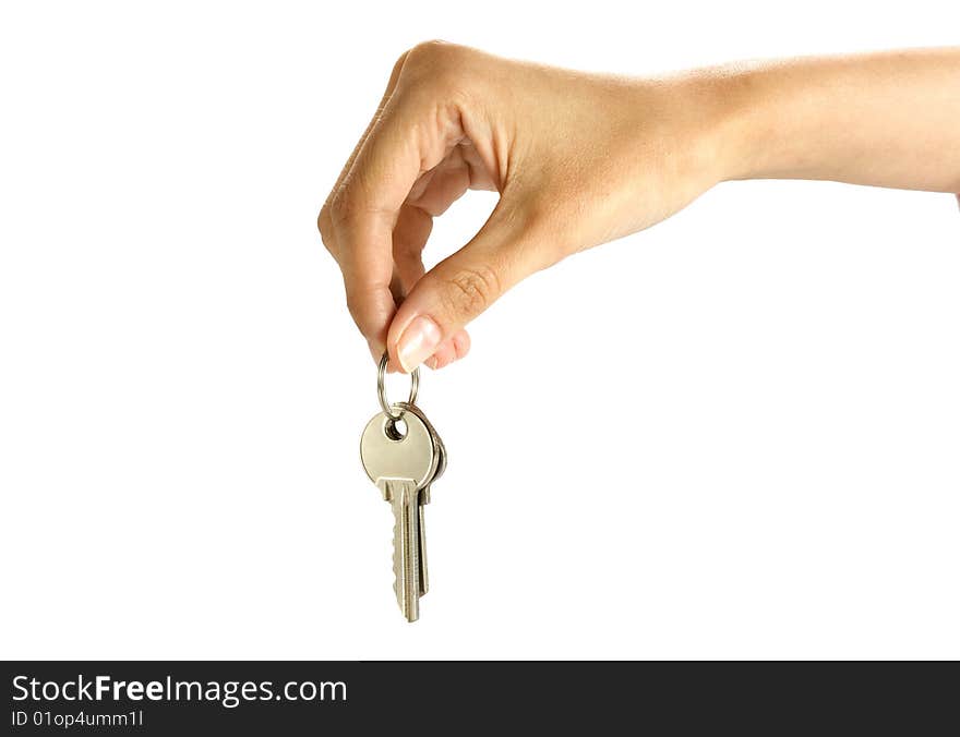 Woman hands holding the keys. Woman hands holding the keys