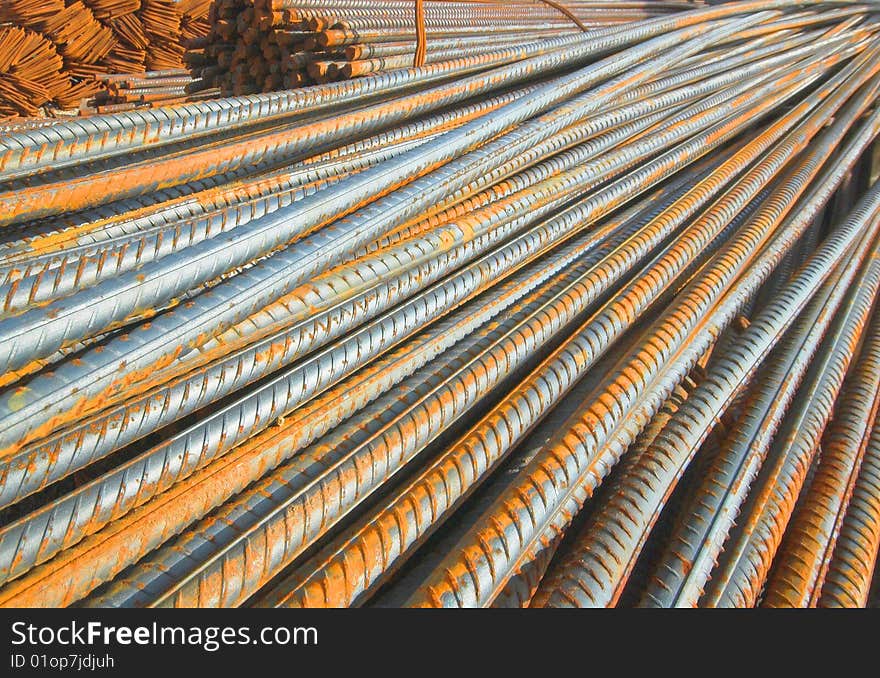 Construction site with rinforcement steel wire in diagonal form. Construction site with rinforcement steel wire in diagonal form