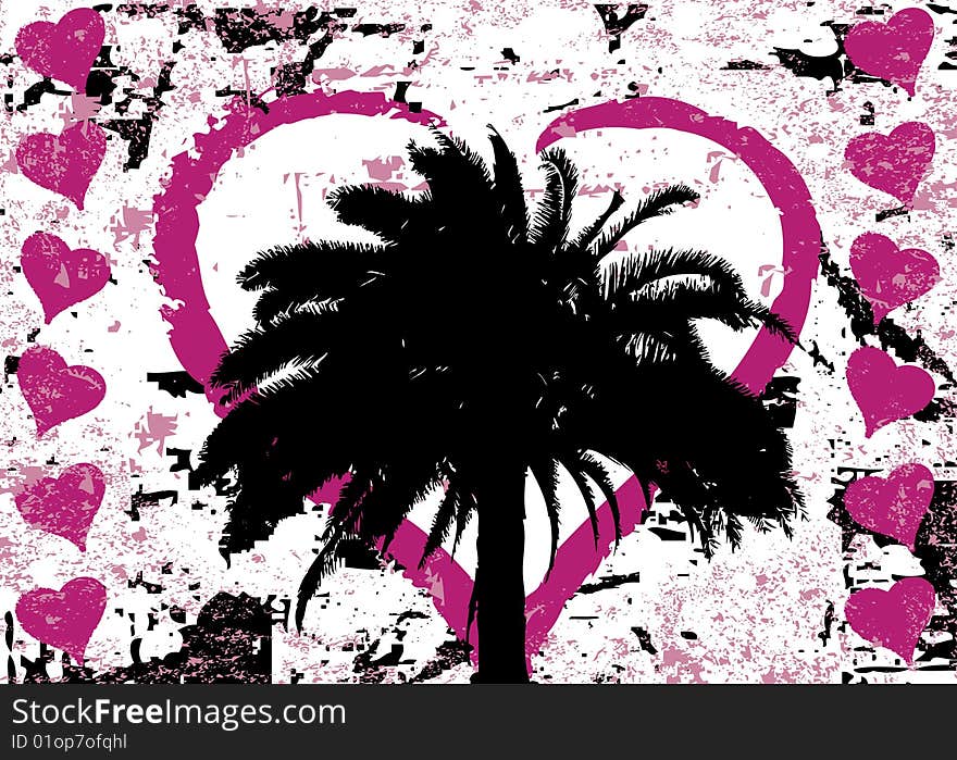 Grunge abstract love design with tree and heart. Grunge abstract love design with tree and heart