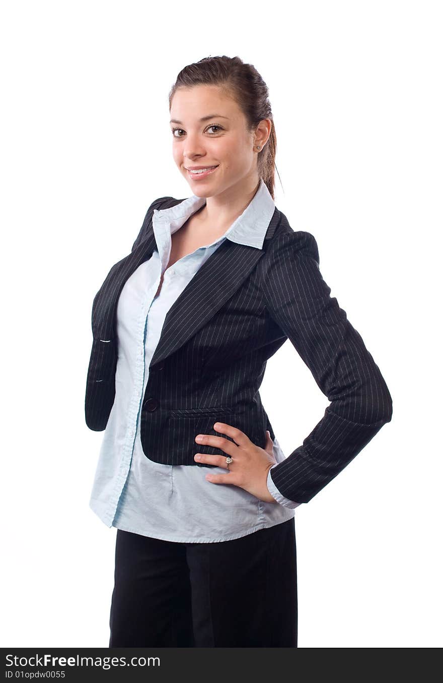 Business woman hands on hips