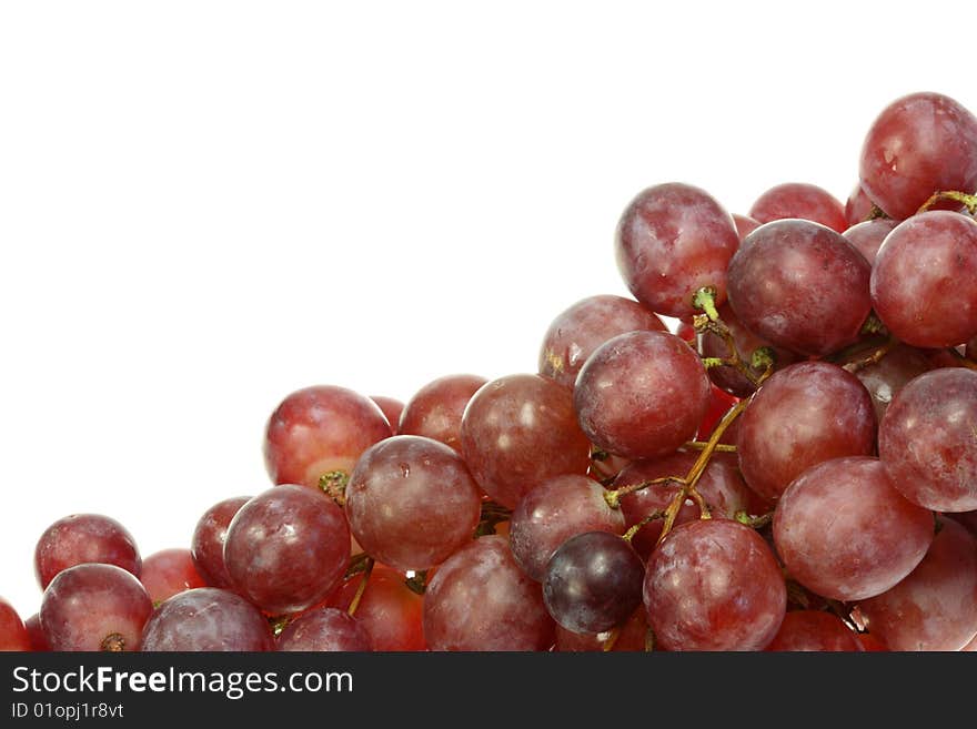 Red grapes on a white background. Red grapes on a white background.