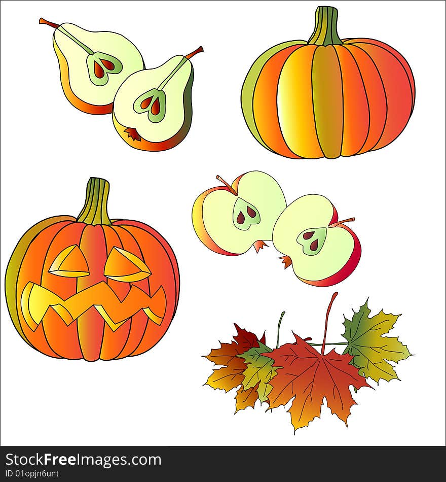 Set of autumn and Halloween icons