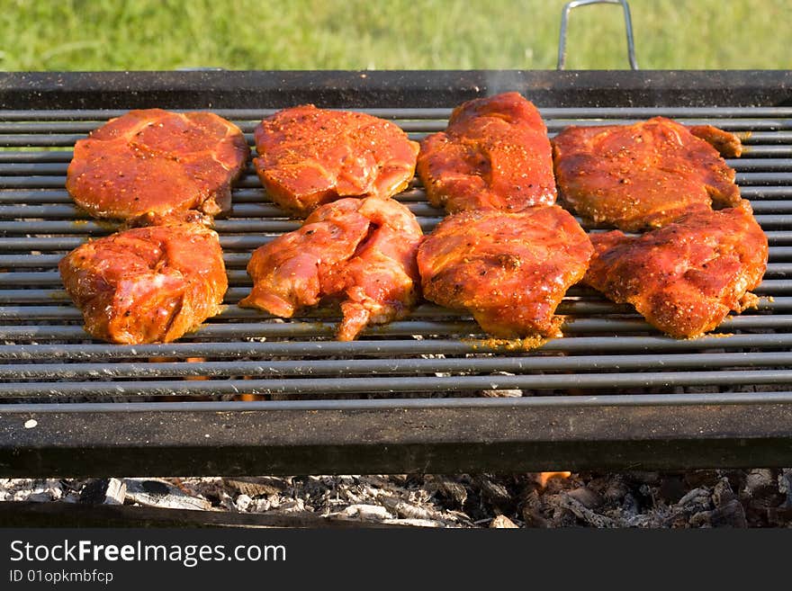 Barbecued steak.