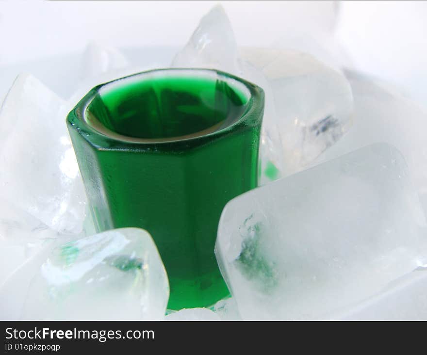 Fresh mint drink on ice cubes. Fresh mint drink on ice cubes