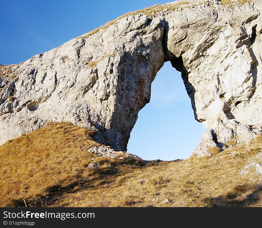 Rock window on mount ohniste in low tatra slovakia europe