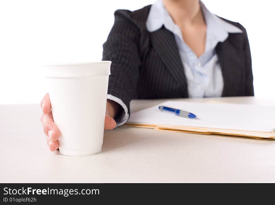 BUsiness woman having her morning coffee