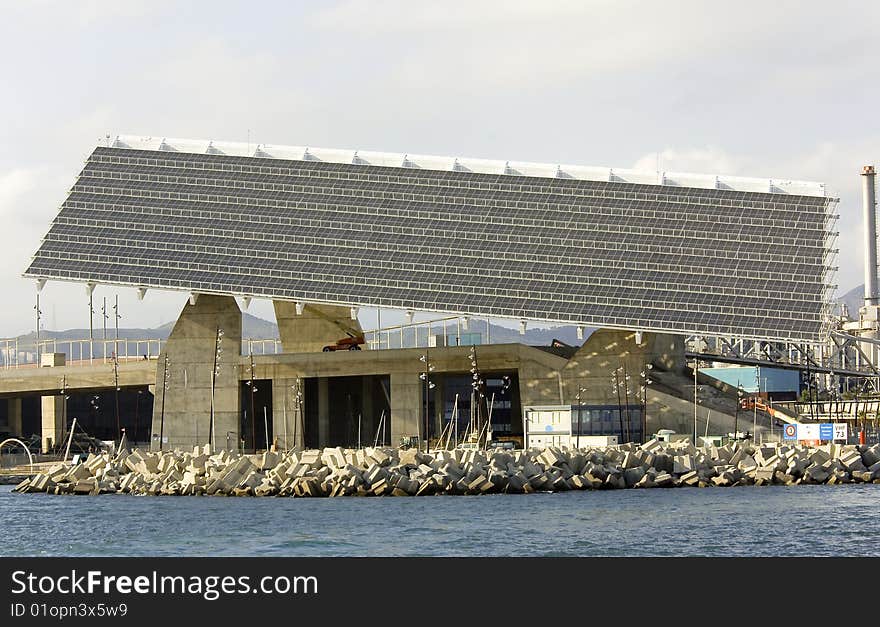 Solar panel on the seashore of Barcelona. Solar panel on the seashore of Barcelona